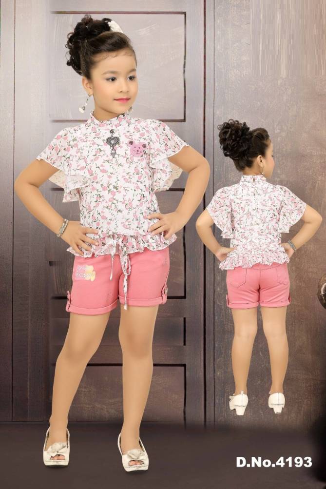 Kids 4193 Fancy Party Wear Top With Shorts Collection